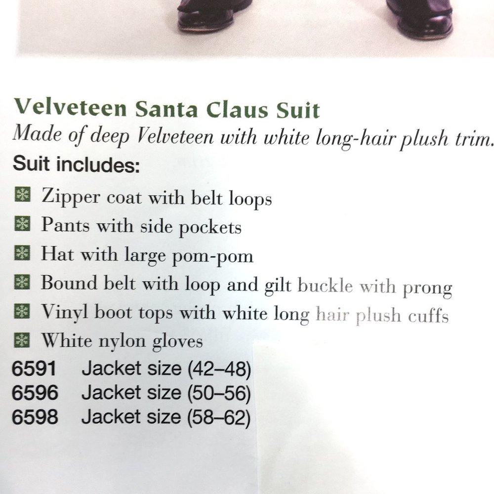 Halco Santa Claus Professional 6 Pc Velveteen Costume  #6591 + #6596 NWOT - Picture 4 of 12